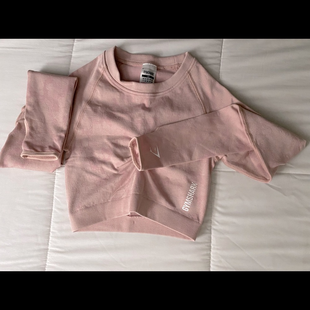 Gymshark Adapt Camo Seamless Long Sleeve Crop Top - Light Pink